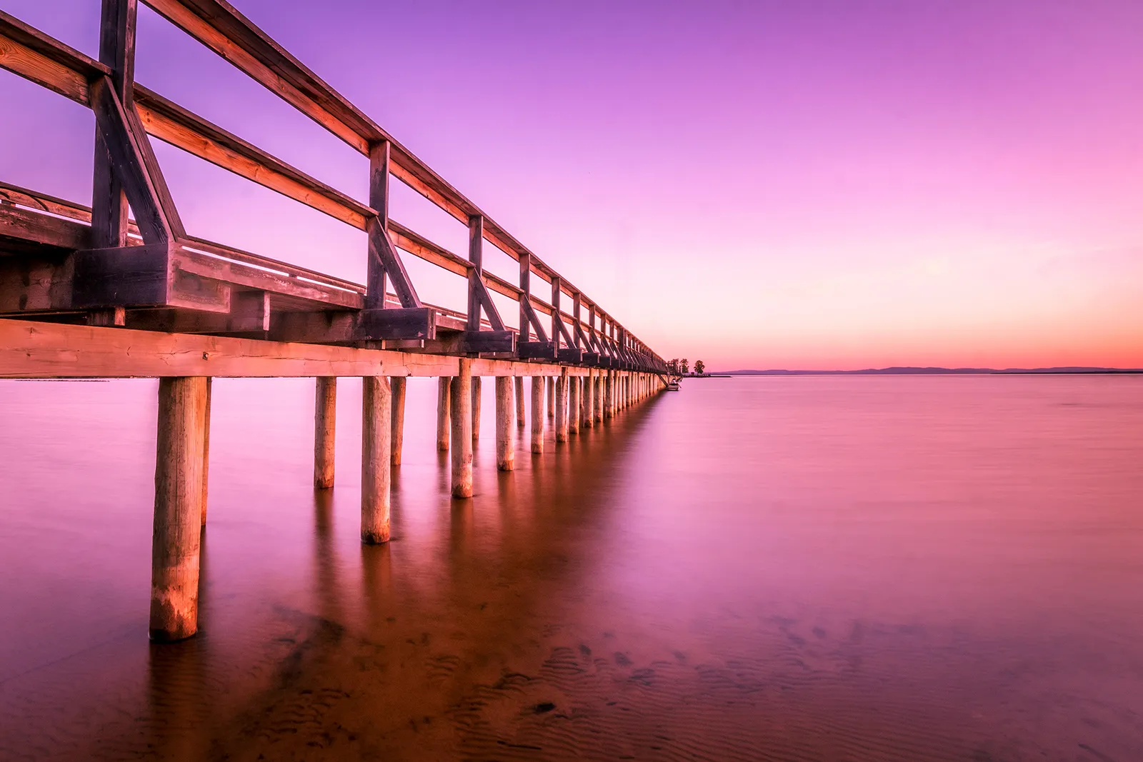 Solnedgång vid Långbryggan i Rättvik