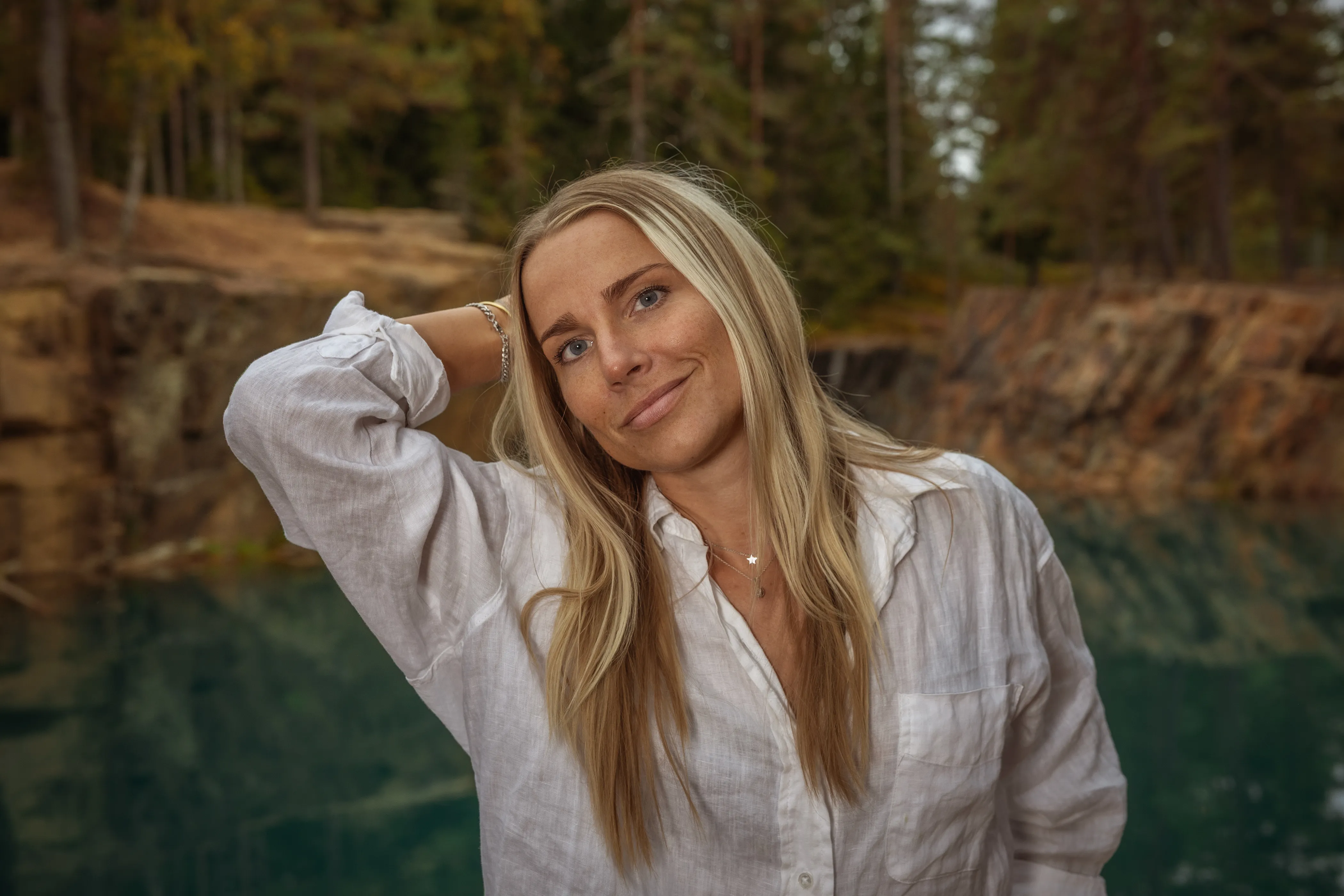 En kvinnlig modell vid Östra Silvbergs gruva