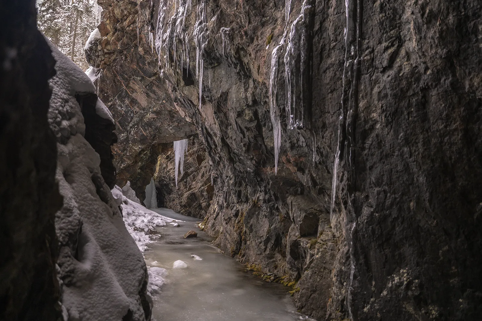 Istäckt gruvkorridor